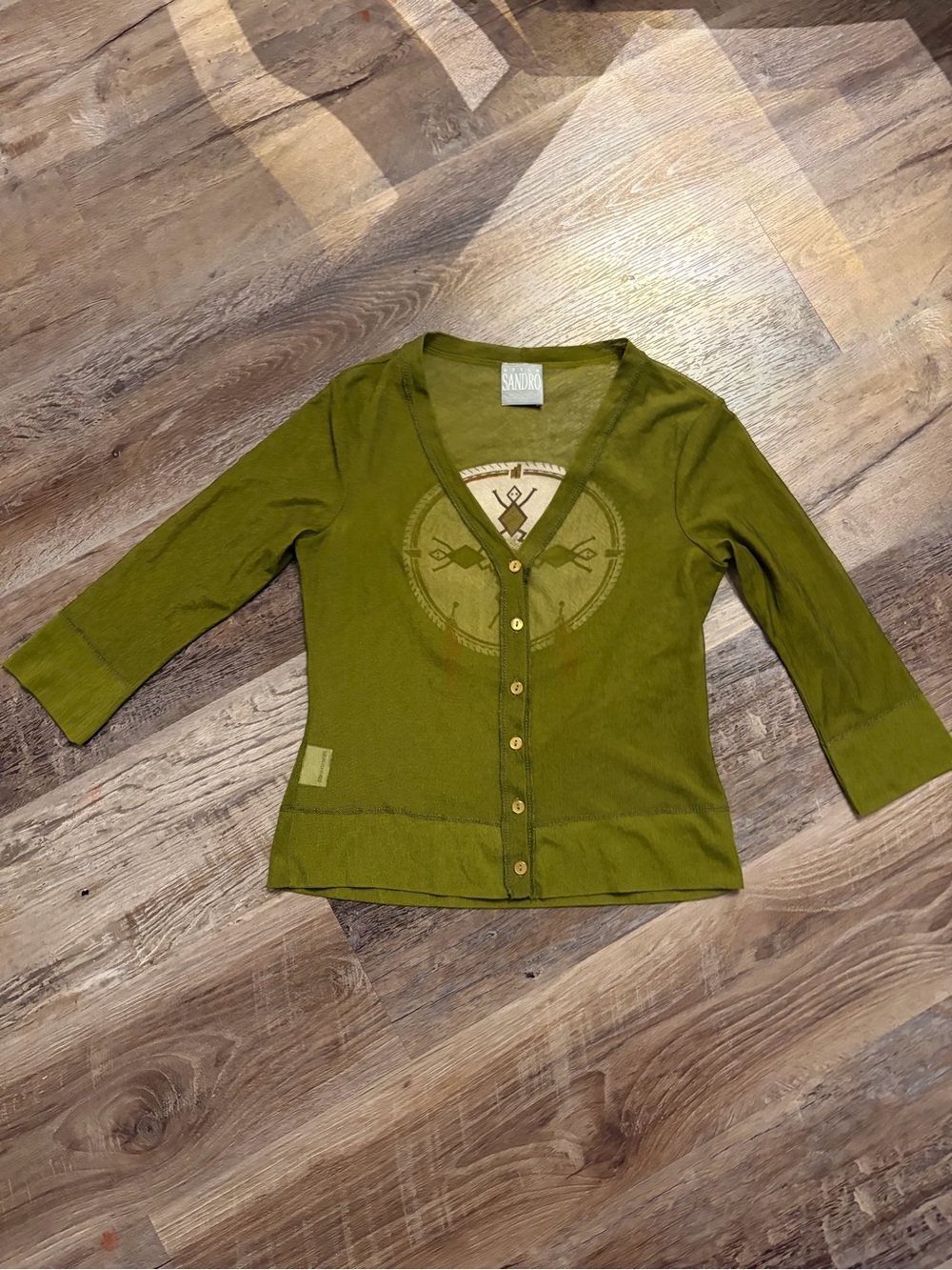Vintage Sandro French Olive Green Cardigan
